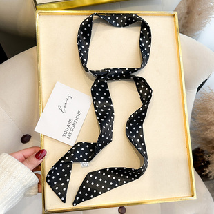 小长条丝巾女黑白春秋夏季扎头编发带丝带绑包包装饰领带腰带飘带