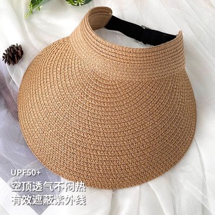 防晒遮阳空顶无顶大凉帽子女夏季户外防吹翻紫外线发箍大帽檐遮脸