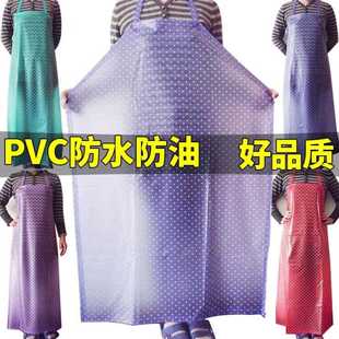 新款 直销pvc围裙透明加长塑胶皮厚红色围腰防水防油男女厨房水产