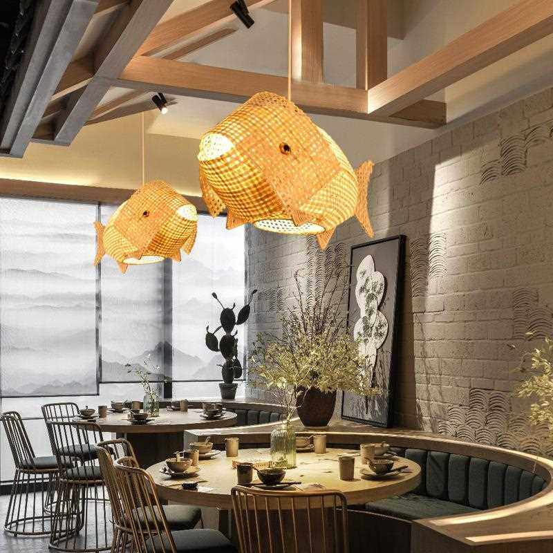 新款直销鱼形吊灯鲤鱼中式灯饰创意个性茶楼农家乐灯日式料理餐厅,家装灯饰光源,智能吊灯,淘宝优惠券,粉丝福利购,淘宝优惠卷