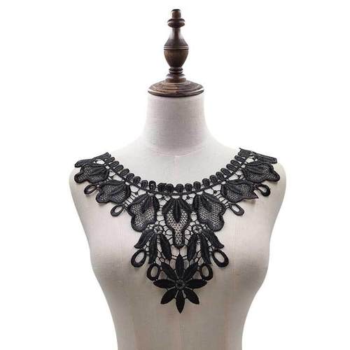 新款直销水溶蕾丝 刺绣 绣花 涤光丝 镂空 胸花 领花 假领子 DIY