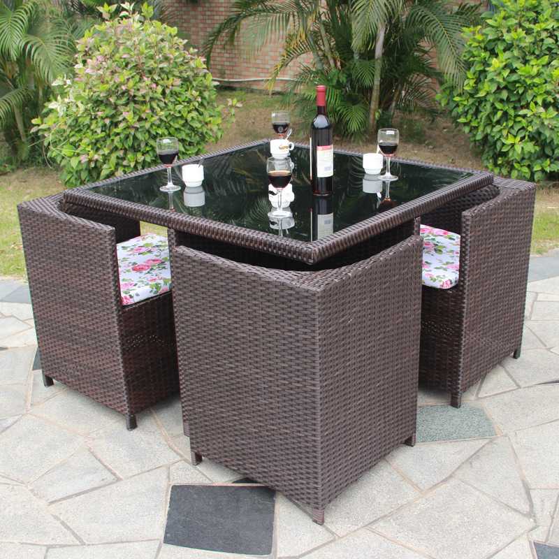 新款直销藤椅茶几五件套组合户外阳台花园藤编桌椅仿藤酒吧休闲椅