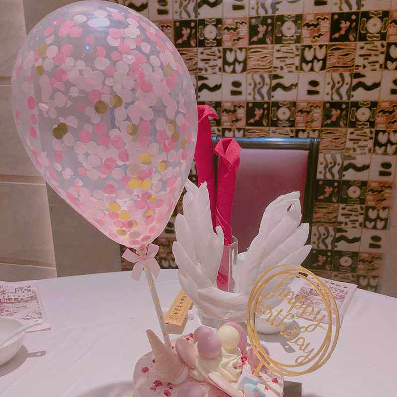 新款直销ins网红5寸生日蛋糕纸屑亮片气球 节气布置装饰铝箔亮片