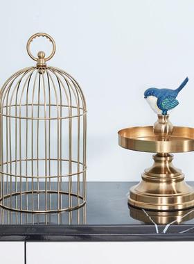 新款直销新中式鸟笼金属轻奢摆件高级感家居电视柜玄关礼品礼物装