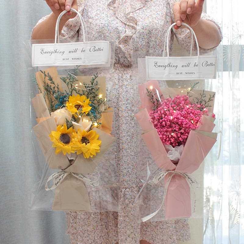新款直销教师节礼物送老师礼品发光手提袋花束香皂花幼儿园老师干