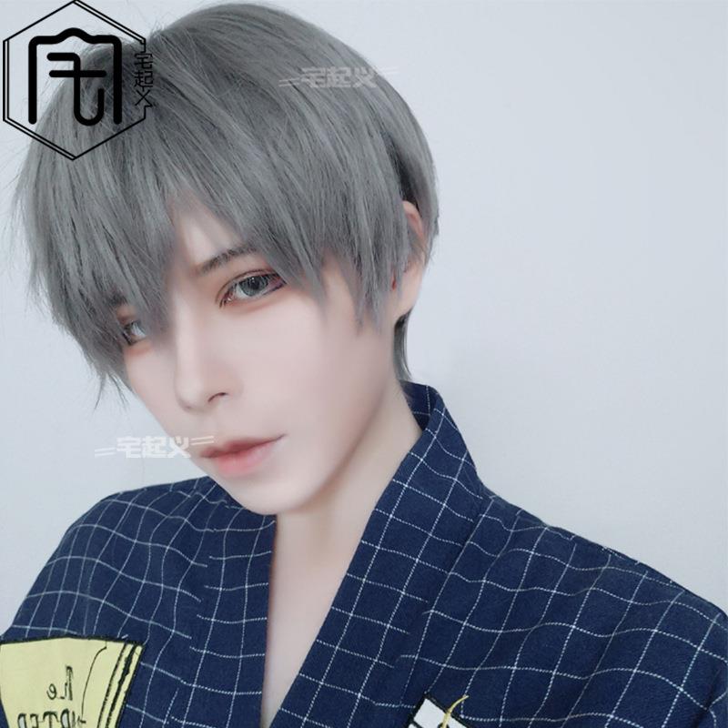 新款直销宅起义韩版帅气假发男生短发奶奶灰蓬松自然逼真短直发整