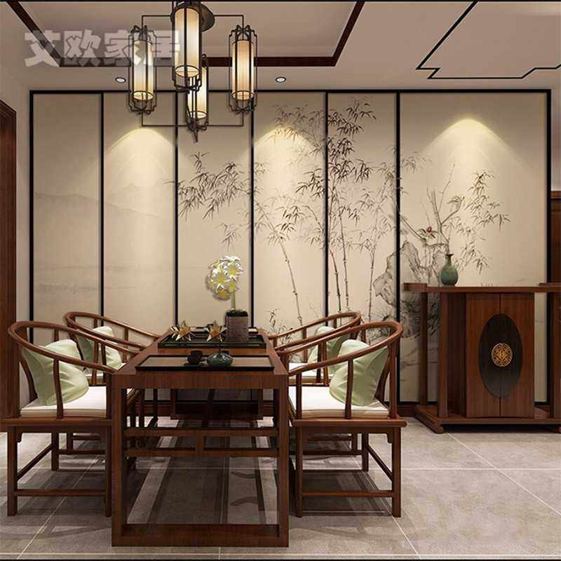 新款直销新中式古风细竹壁画书房壁纸客厅墙布茶室酒店办公室背景,家装主材,定制壁画,淘宝优惠券,粉丝福利购,淘宝优惠卷