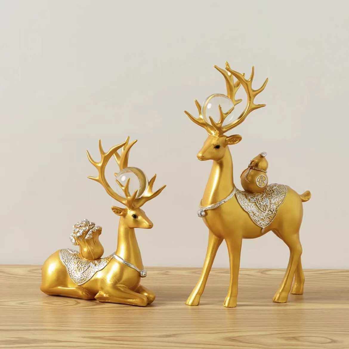 新款直销财福对鹿摆件装饰品双鹿工艺品电视柜酒柜家居办公室玄关,家居饰品,桌面摆件,淘宝优惠券,粉丝福利购,淘宝优惠卷