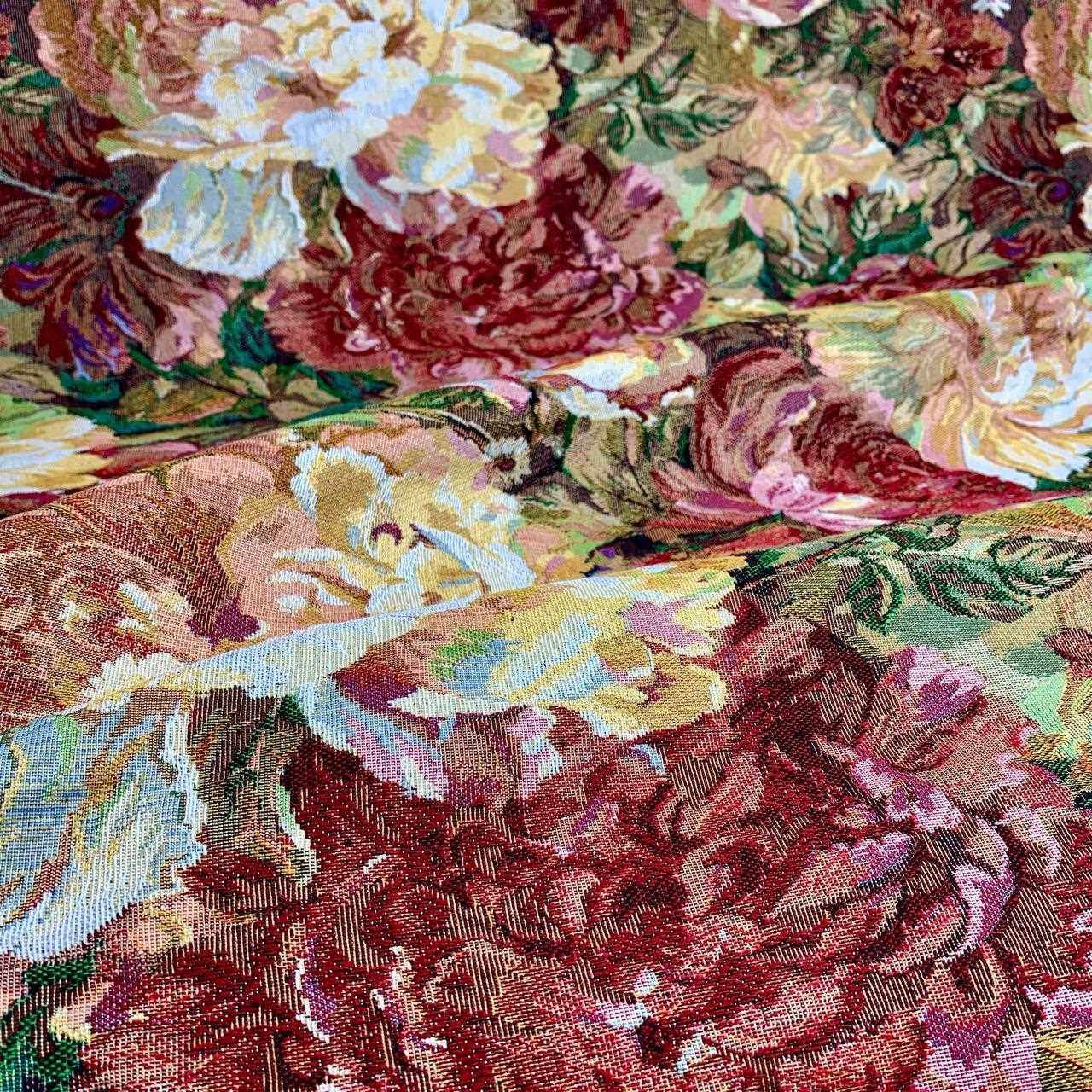 新款直销2021新款法式油画大花朵服装抱枕箱包高精密色织提花面料