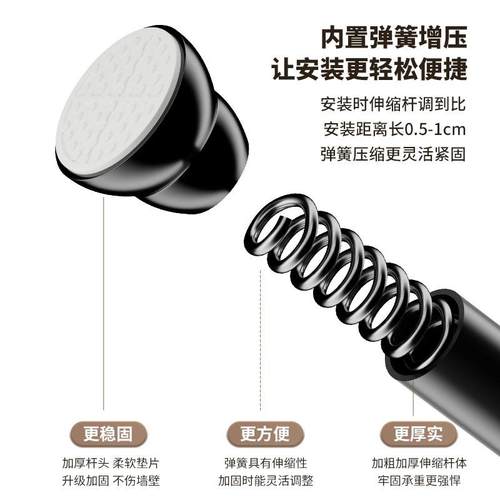 新款直销免打孔伸缩杆内置弹簧不锈钢晾衣杆浴室门帘杆家用窗帘杆