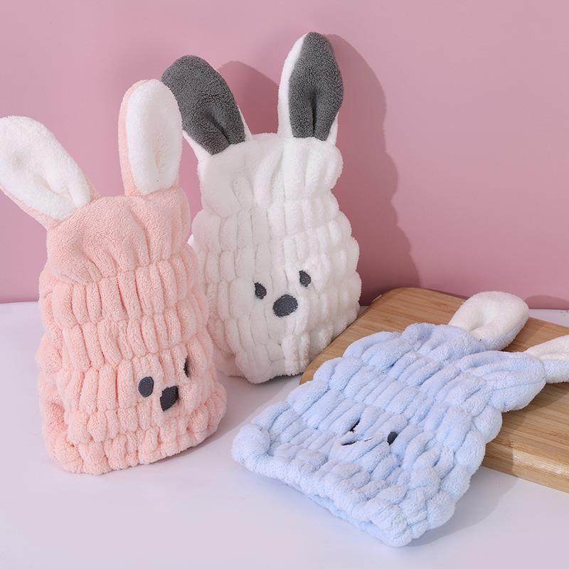 新款直销干发帽儿童干发帽女浴帽干发巾超细纤维绣花毛巾包头巾吸