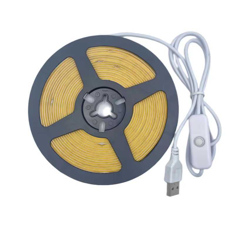 新款直销COB灯带 4mm低压3-5V480灯可充电led电池usb线条自粘电视