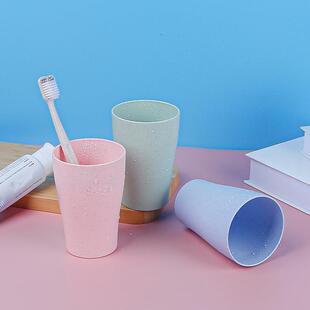 新款直销小麦秸秆嗽口杯塑料喝水杯简约家用儿童牙刷杯日用百货杯