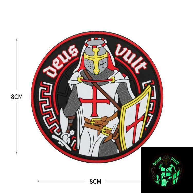 新款直销跨境现货 Deus Vult Crusader PVC臂章士气章补丁魔术贴