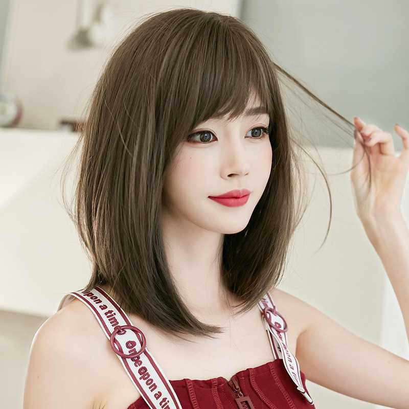 新款直销假发女可斜可齐中长整顶发套网红假发套自然逼真齐肩发假