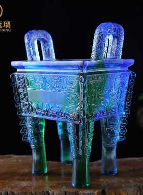 新款直销琉璃鼎摆件公司开业年会活动个性刻字创意古典仿古客厅家