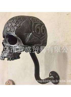 新款直销跨境独立站鬼头骷髅摆件摩托头盔树脂摆件挂饰神秘骷髅家