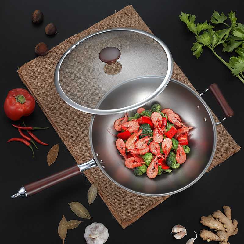 新款直销Ti-Yi钛艺 复合纯钛炒锅炒菜锅不粘锅无涂层通用烹饪锅具