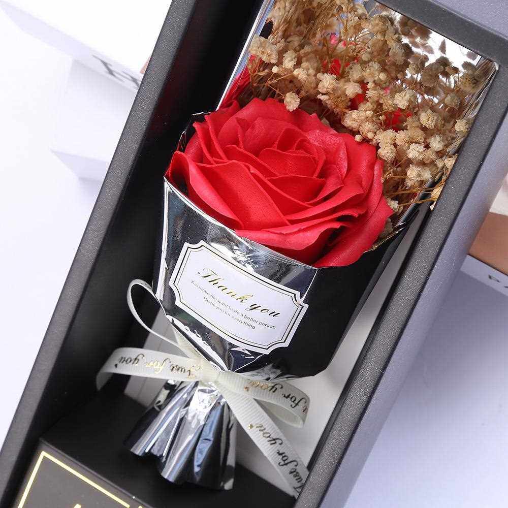 新款直销永生花礼盒玫瑰香皂花手捧花束七夕情人节礼品网红摆件迷