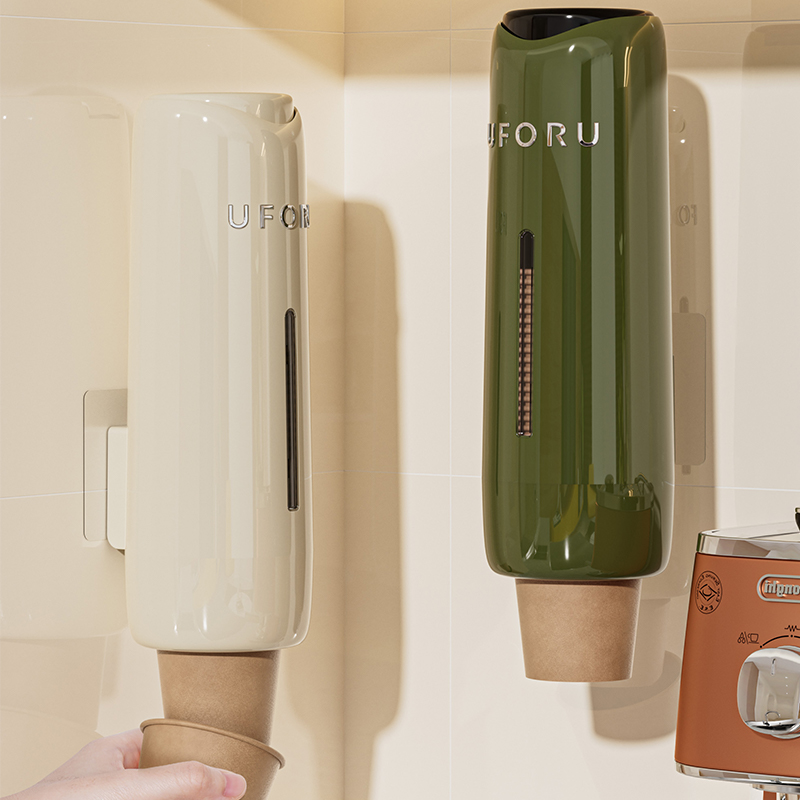 一次性杯子取杯器壁挂式纸杯收纳置物架饮水机吧台杯子放置架防尘