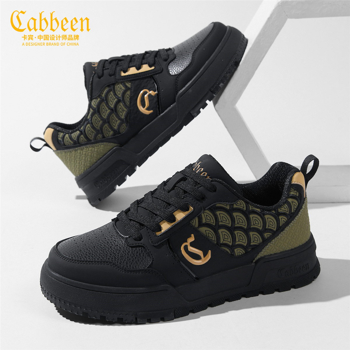 卡宾男士板鞋黑武士休闲鞋