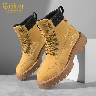 卡宾马丁靴男鞋2026新款春季高帮工装靴厚底增高防滑时尚大黄靴