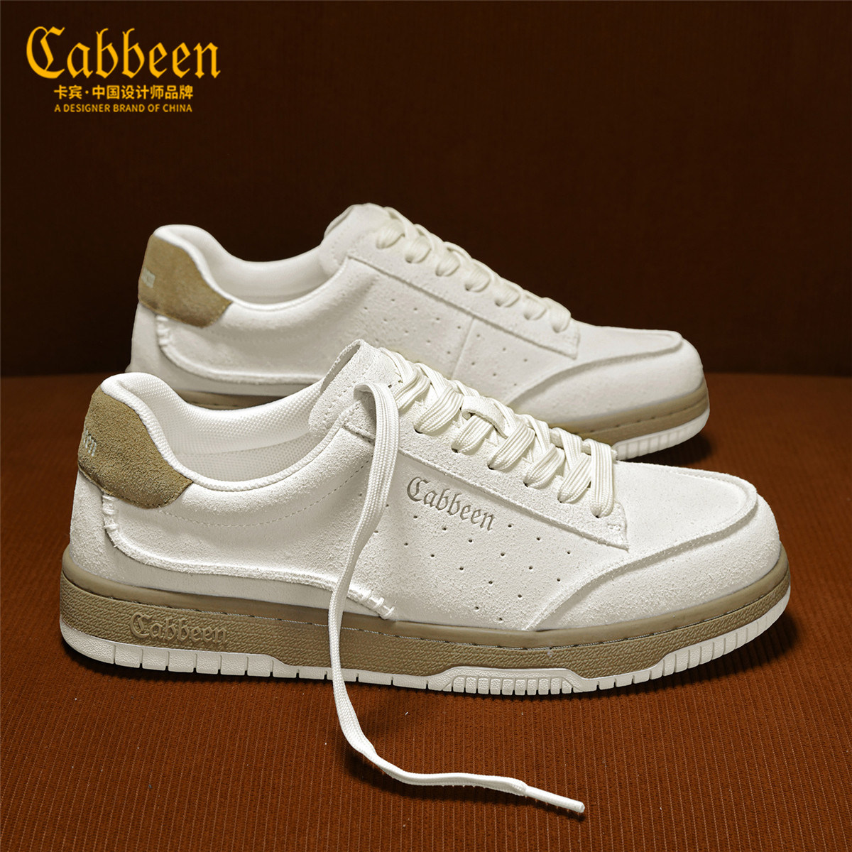Cabbeen/卡宾男鞋2026新款复古潮鞋百搭休闲轻奢秋季厚底小白鞋男