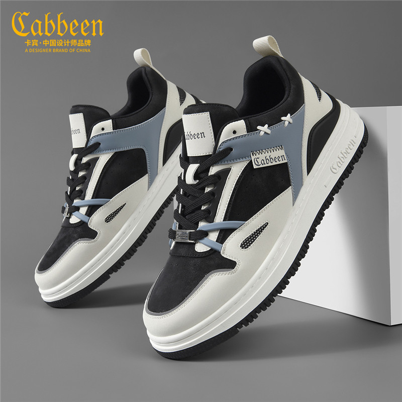 卡宾男鞋正品休闲百搭轻复古拼接舒适男士低帮板鞋2023年秋冬新款