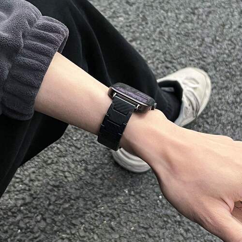 适用苹果iwatchs11手表带碳纤维