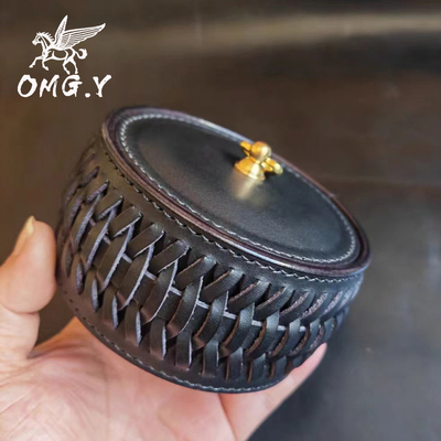 Behfxy原创手工真皮文玩盒 首饰手镯核桃手串收纳盒意大利植鞣皮