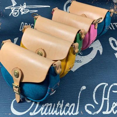 GAOYI纯手工制作霍尔文茶芯皮迷你复古马鞍包单肩斜挎包女邮差包