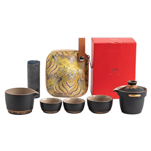 叁旬快客杯陶瓷一壶三杯便携式简约户外旅行功夫茶具泡茶套装小套