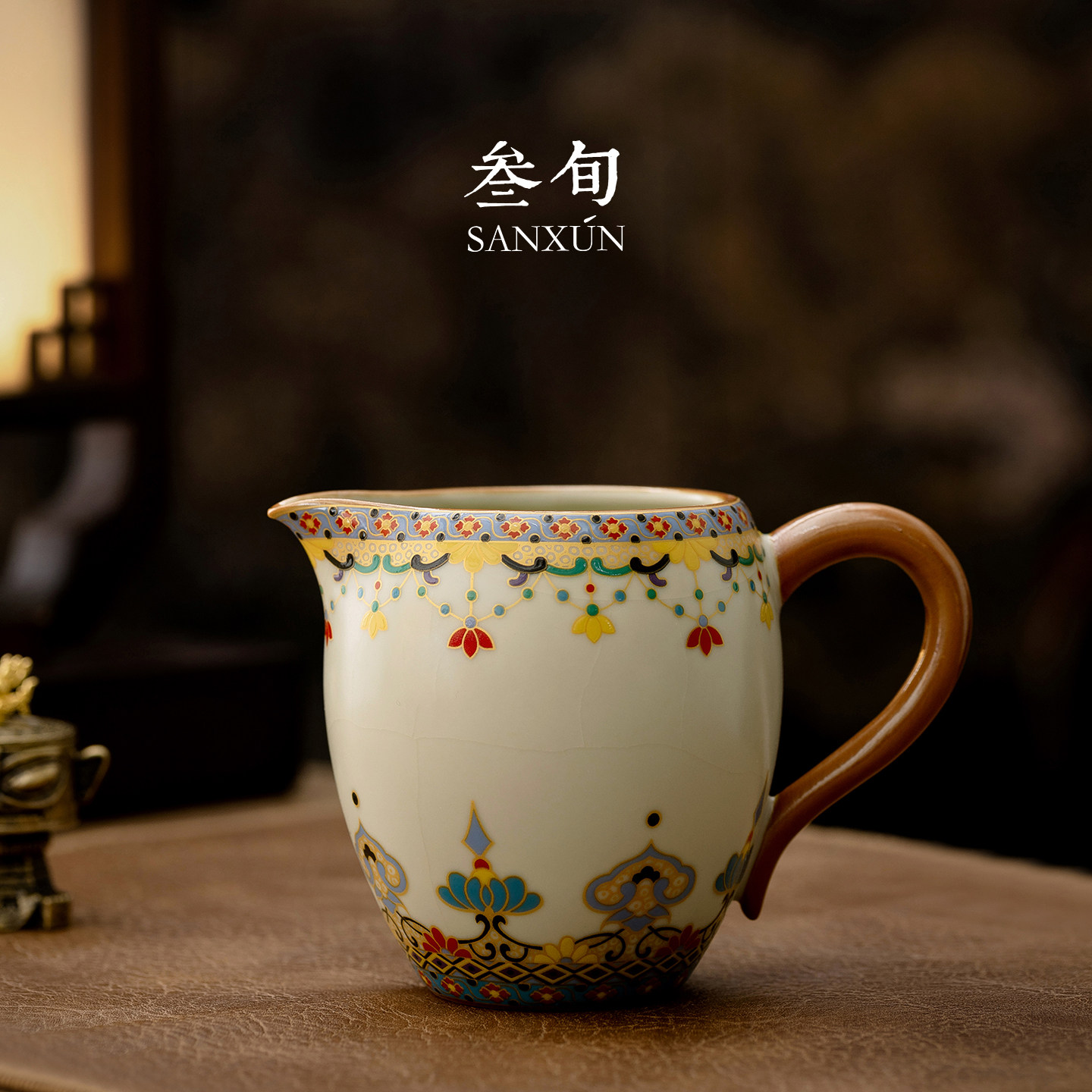 叁旬敦煌宝相花汝窑公道杯茶滤网一体家用高档分茶器茶海茶漏套装,餐饮具,公道杯,淘宝优惠券,粉丝福利购,淘宝优惠卷