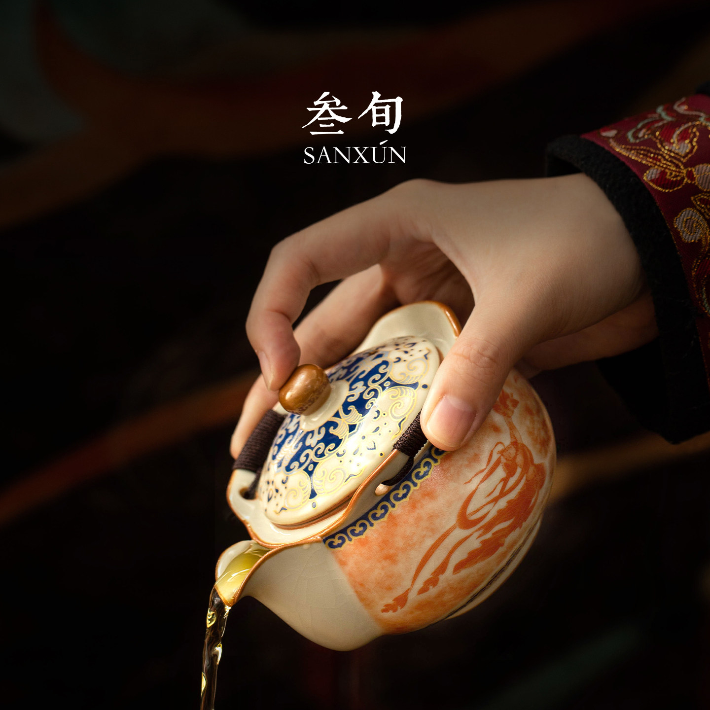 叁旬敦煌飞天汝窑手抓壶图片