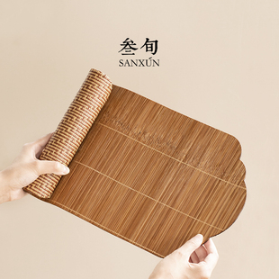 禅意 叁旬防水竹心干泡席竹制茶席垫子小号隔热茶具配件茶垫新中式