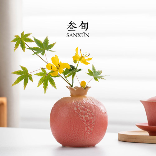 叁旬似水榴年花瓶陶家居