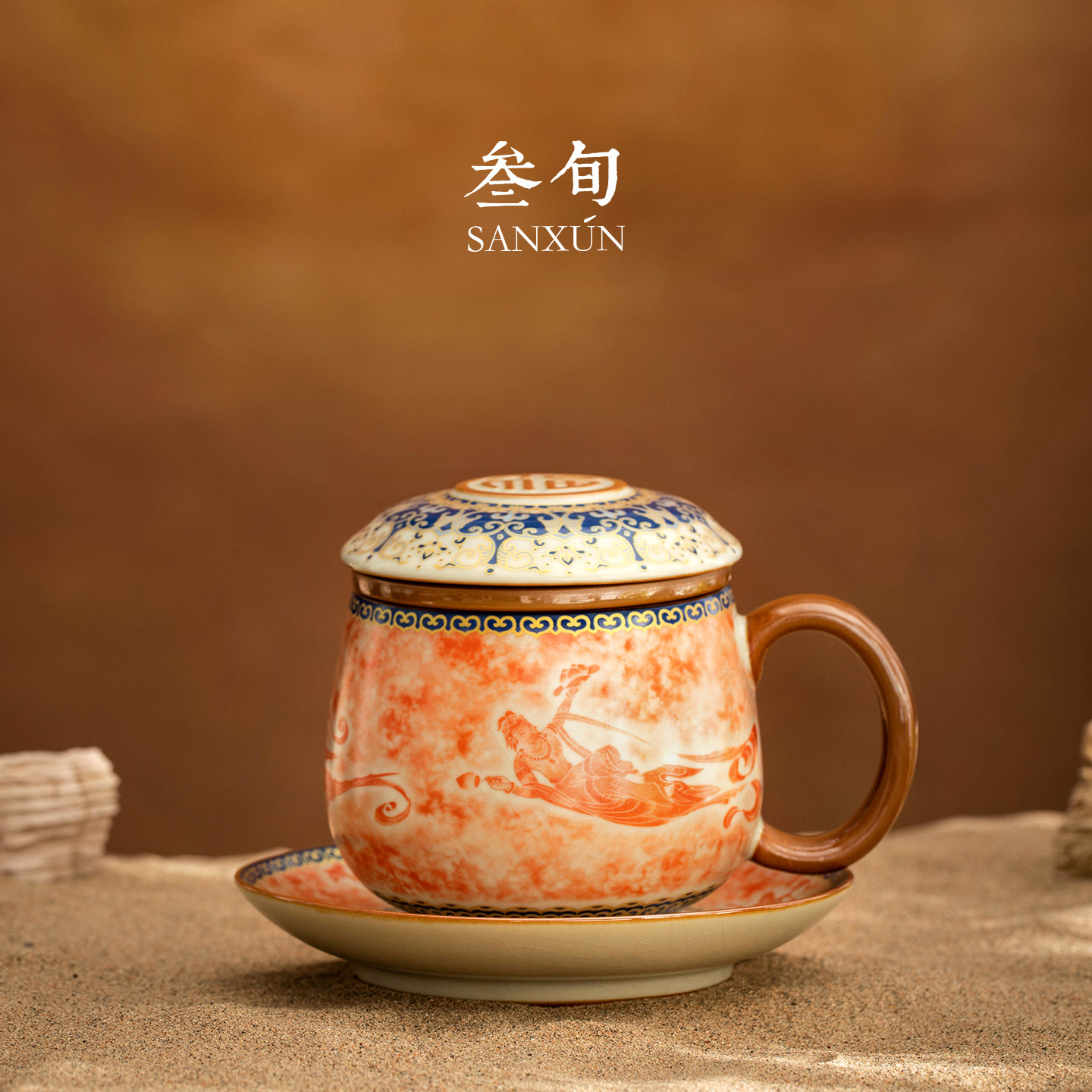 叁旬敦煌飞天汝窑泡茶杯图片