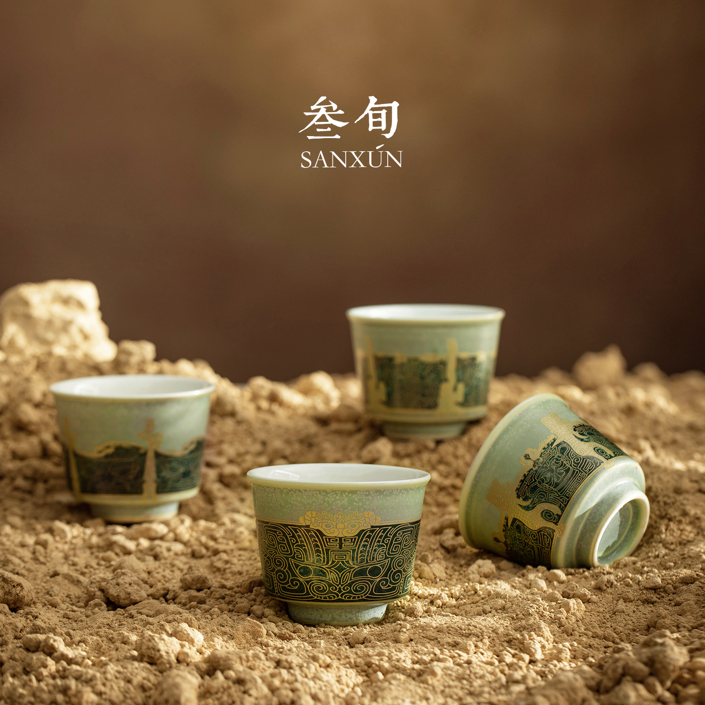 叁旬三星堆茶杯陶瓷主人杯中国风