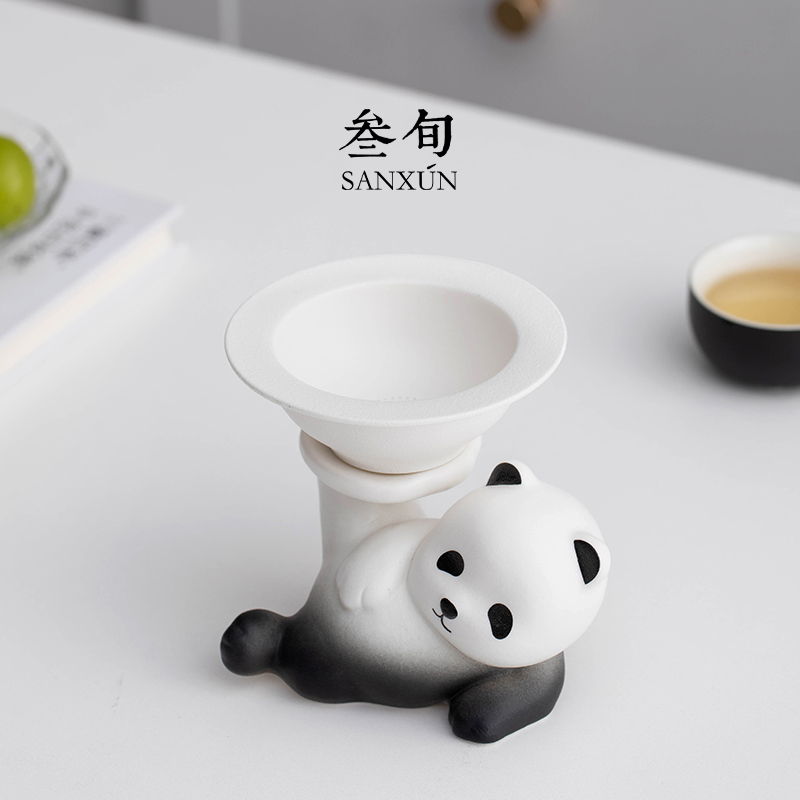 叁旬功夫熊猫茶滤陶瓷
