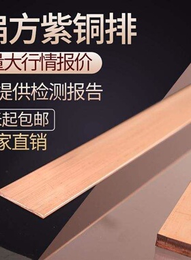 极速新品母线铜板镀锡t2o紫铜铜排紫铜条块扁方H红铜排导电接地铜