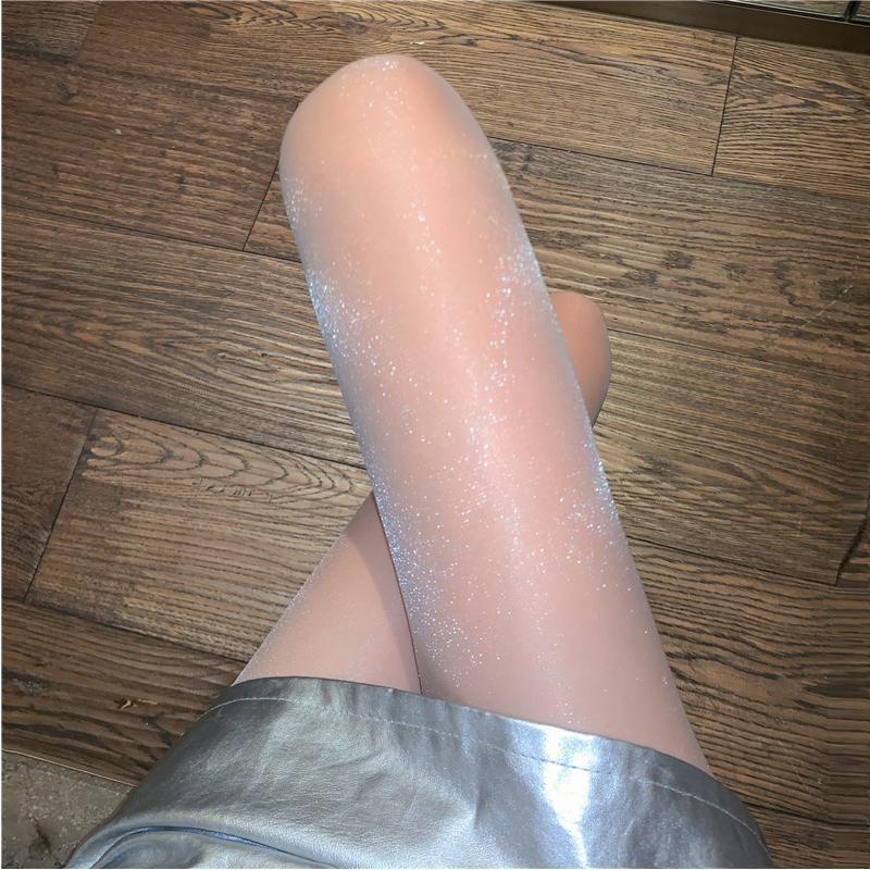 纯欲白色丝袜亮晶晶珠光性感黑丝超薄款防勾丝光腿神器超自然裸感