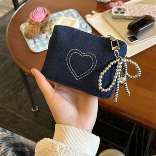 爱心牛仔ccd收纳包保护套佳能单反微单相机包便携防摔耳机零钱包