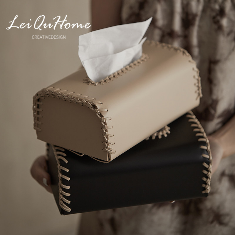 LeiQuHom美拉德轻奢纸巾盒家用客厅摆件创意高级感皮革车载抽纸盒