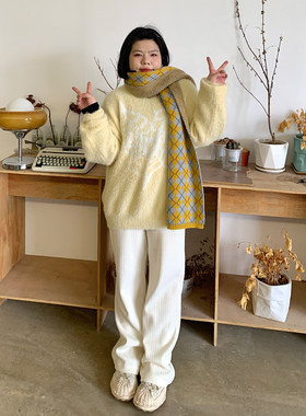 小胖噔高腰休闲雪尼尔长休闲裤