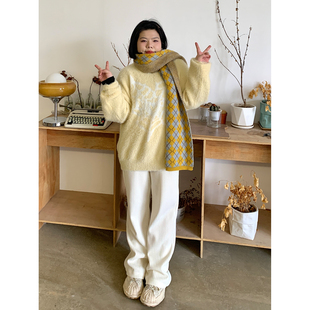 小胖噔 子 软糯条纹雪尼尔休闲裤 女秋冬大妈胖mm宽松显瘦拖地长裤