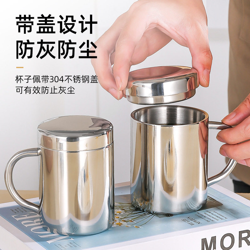 德国精工304不锈钢马克杯保温休闲带盖水杯办公室商务茶杯