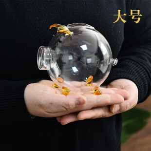 金豆豆收纳瓶攒金豆金猪存钱罐存装黄金的瓶子迷你透明玻璃瓶小猪