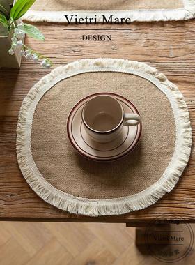 Vietri Mare餐垫黄麻流苏覆古隔热垫高端桌垫方碗垫| el