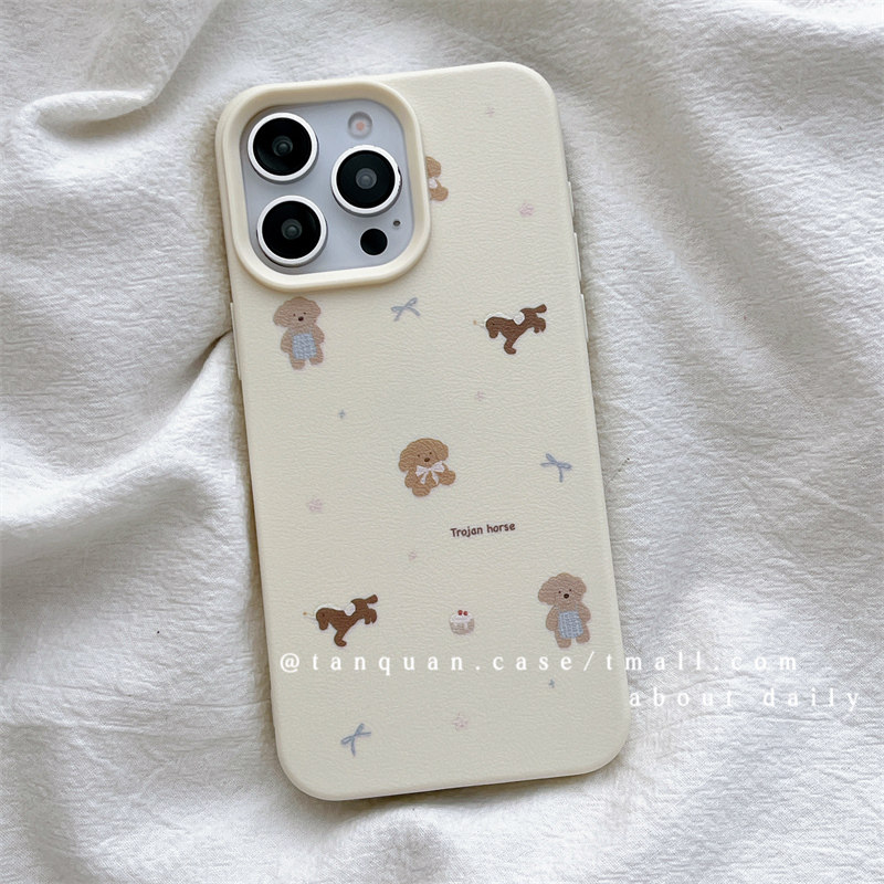 ins卡通涂鸦蝴蝶结小狗适用iphone15苹果14pro手机壳