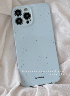 ins奶蓝色泼墨菲林壳适用iphone15苹果14pro手机壳13promax新款16女款13简约13pro韩系14超薄11软壳12pro全包